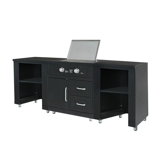 Cocina exterior de acero de 3 elementos con cocina de gas.