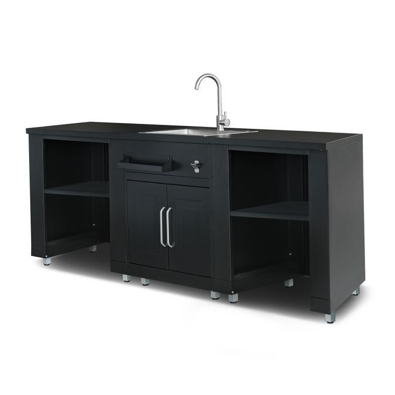 Cocina exterior de acero de 3 elementos con fregadero