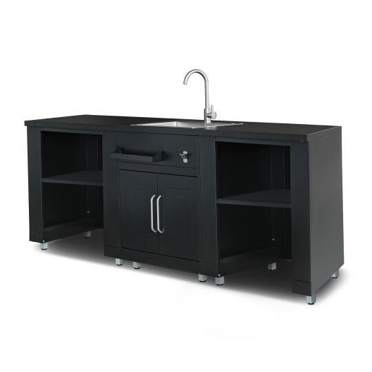 Cocina exterior de acero de 3 elementos con fregadero