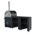 Cocina exterior de acero de 3 elementos con horno para pizzas