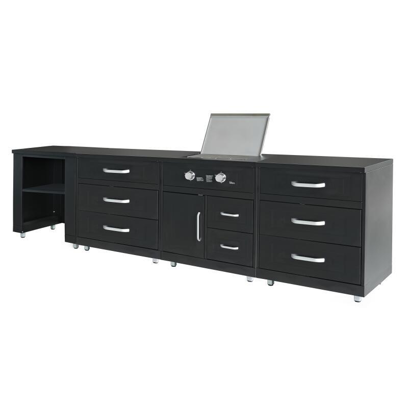 Cocina exterior de acero de 4 elementos con cocina de gas.