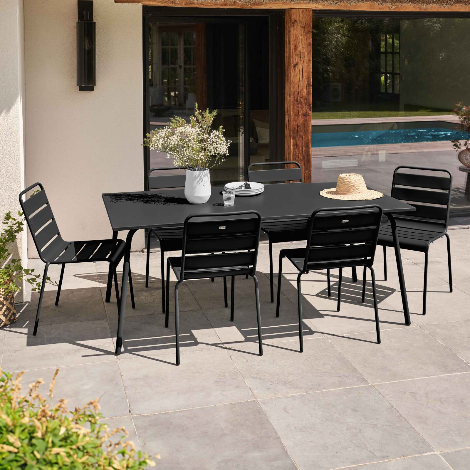 Mesa de jardín rectangular 180 x 90 x 72 cm