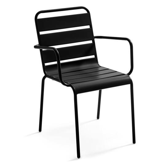 Silla de jardín de metal con reposabrazos