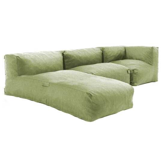 Mobiliario de jardín modular con 1 sillón bajo, 1 sillón esquinero y 1 chaise longue
