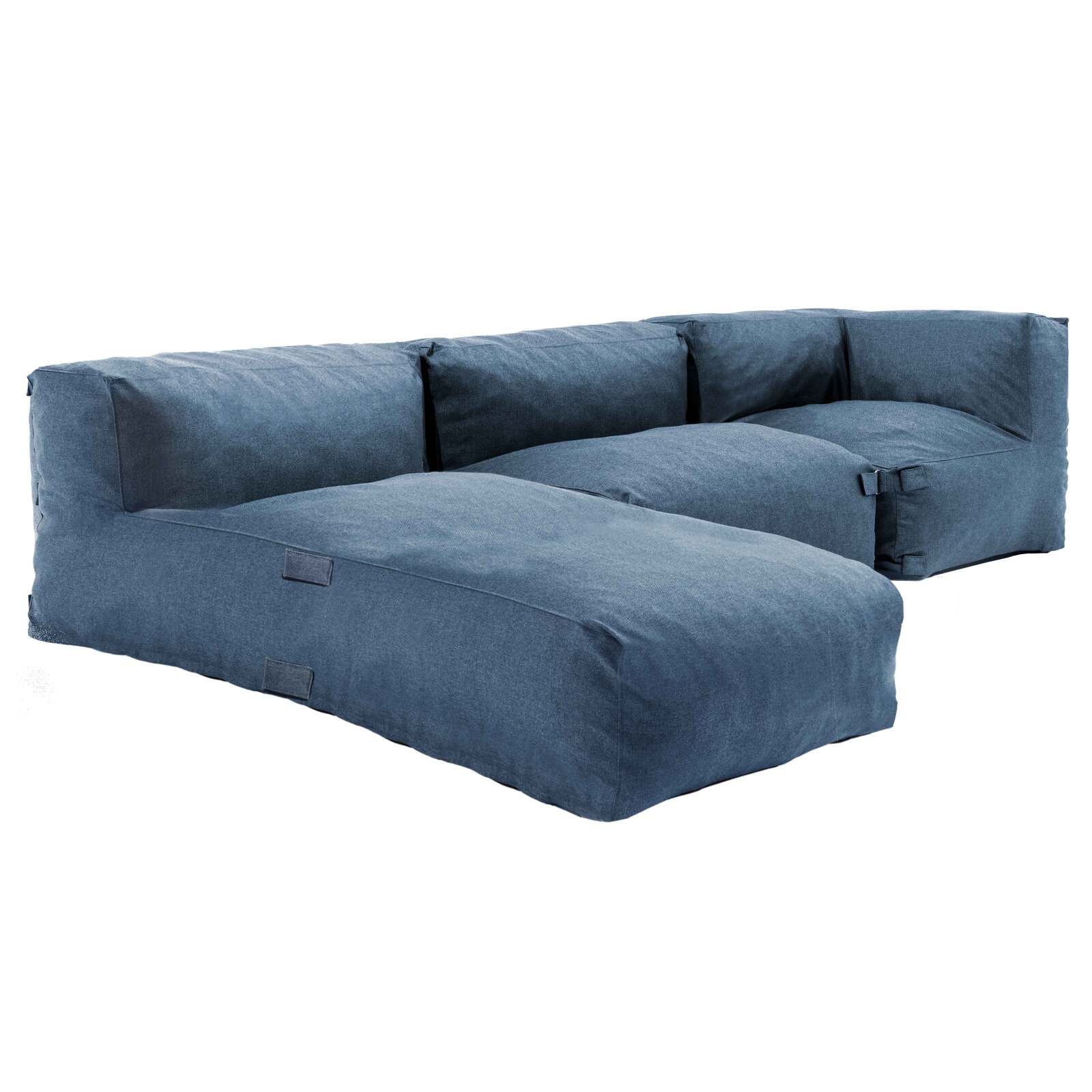 Mobiliario de jardín modular con 1 sillón bajo, 1 sillón esquinero y 1 chaise longue 