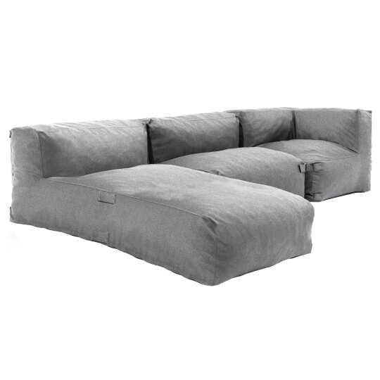 Mobiliario de jardín modular con 1 sillón bajo, 1 sillón esquinero y 1 chaise longue