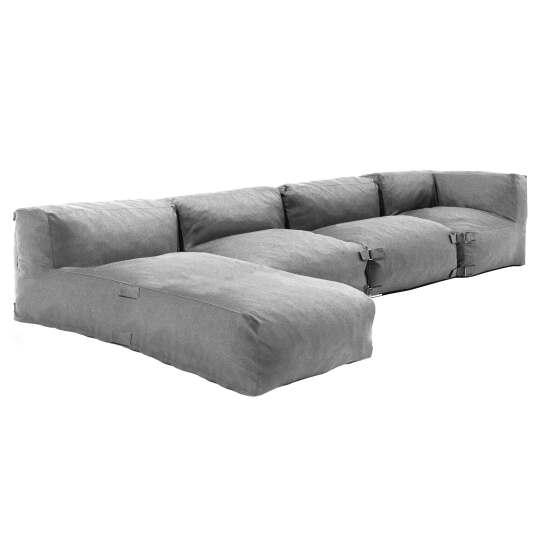Mobiliario de jardín modular con 2 sillones bajo, 1 sillón esquinero y 1 chaise longue