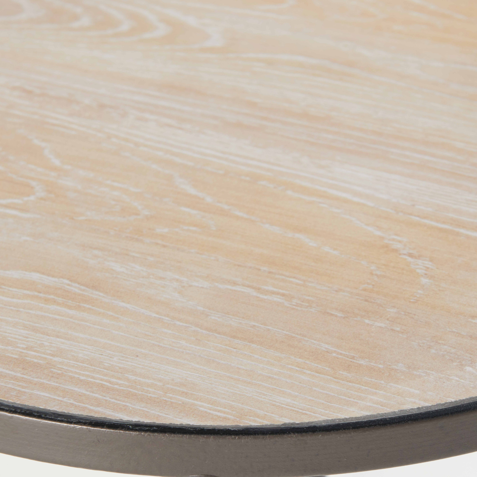 Mesa de centro redonda con tablero de imitación de madera Ø 45 cm Mesa de centro redonda con tablero de imitación de madera Ø 45 cm