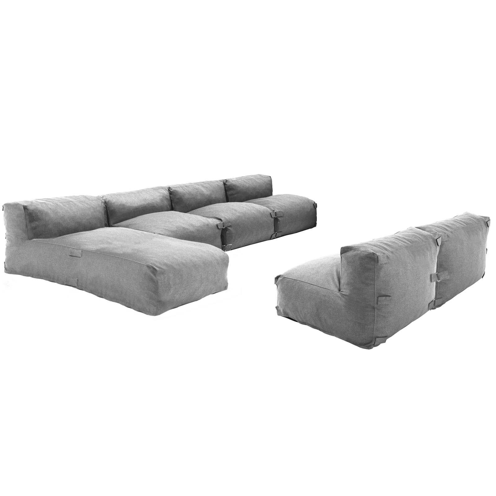 Mobiliario de jardín modular con 5 sillones y 1 chaise longue. 