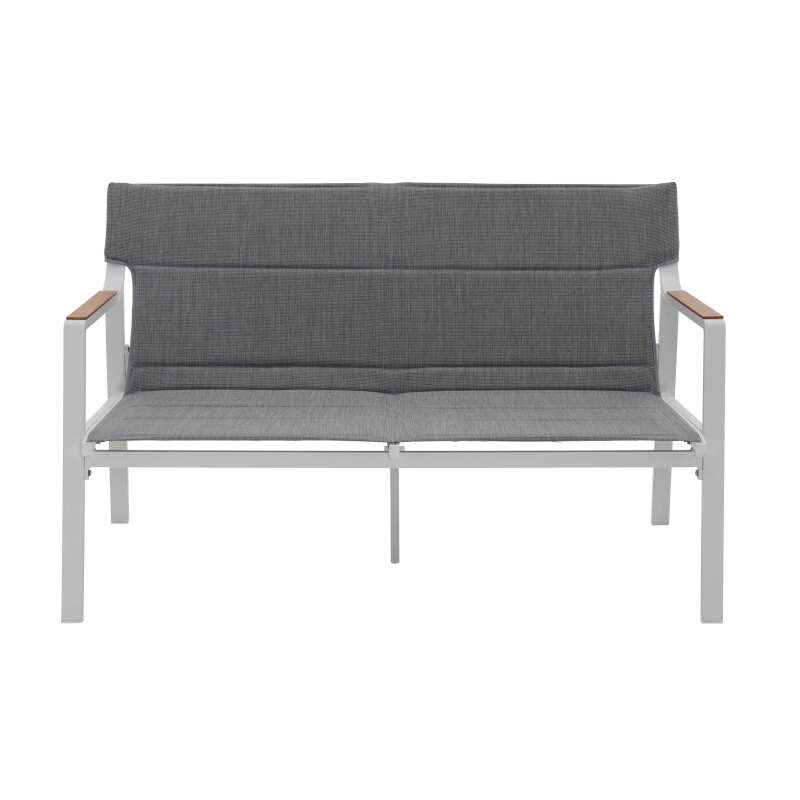 Mueble de jardín de aluminio de 4 plazas con 1 sofá, 2 sillones y mesa de centro