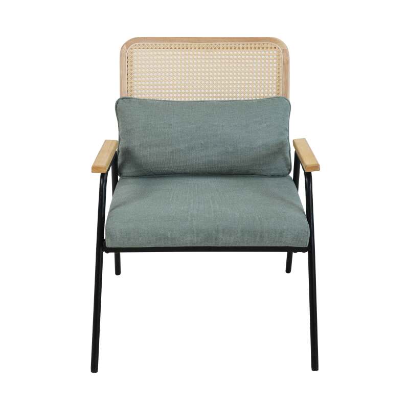 Sillón relax en acero, ratán sintético y tela.