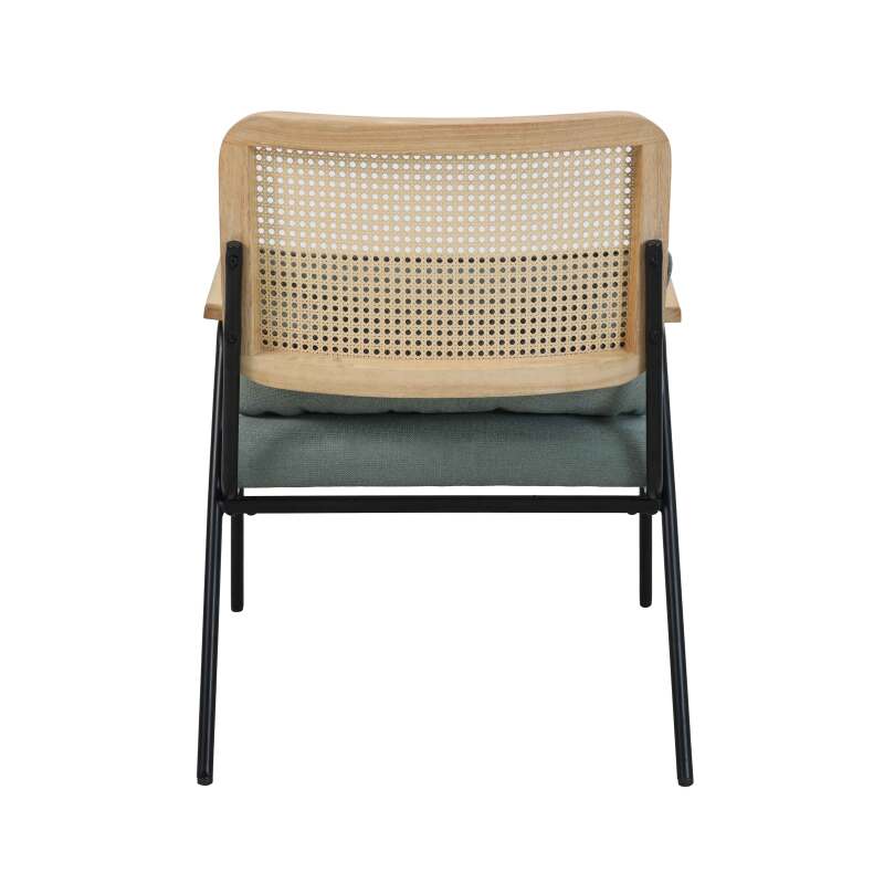 Sillón relax en acero, ratán sintético y tela.