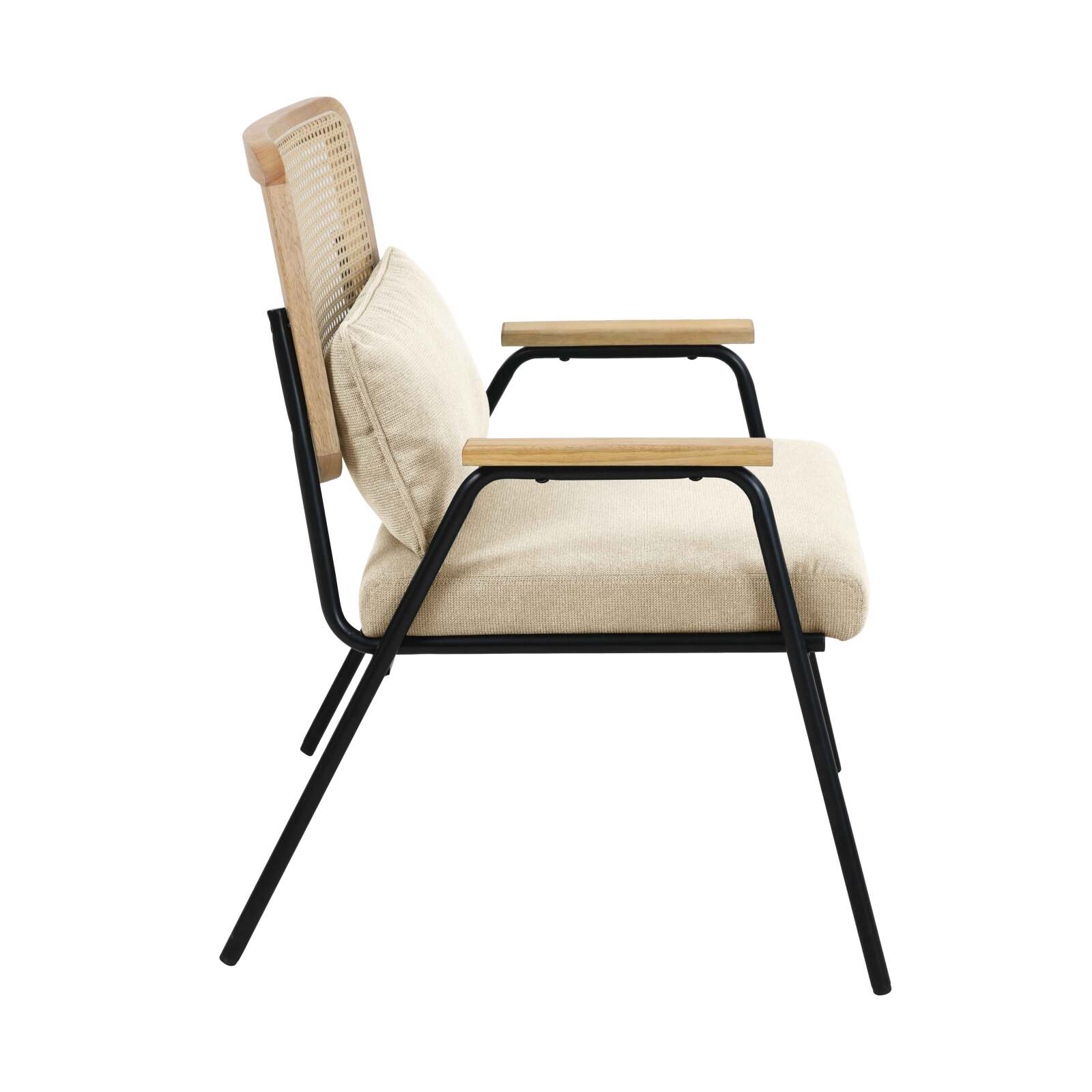 Sillón relax en acero, ratán sintético y tela.