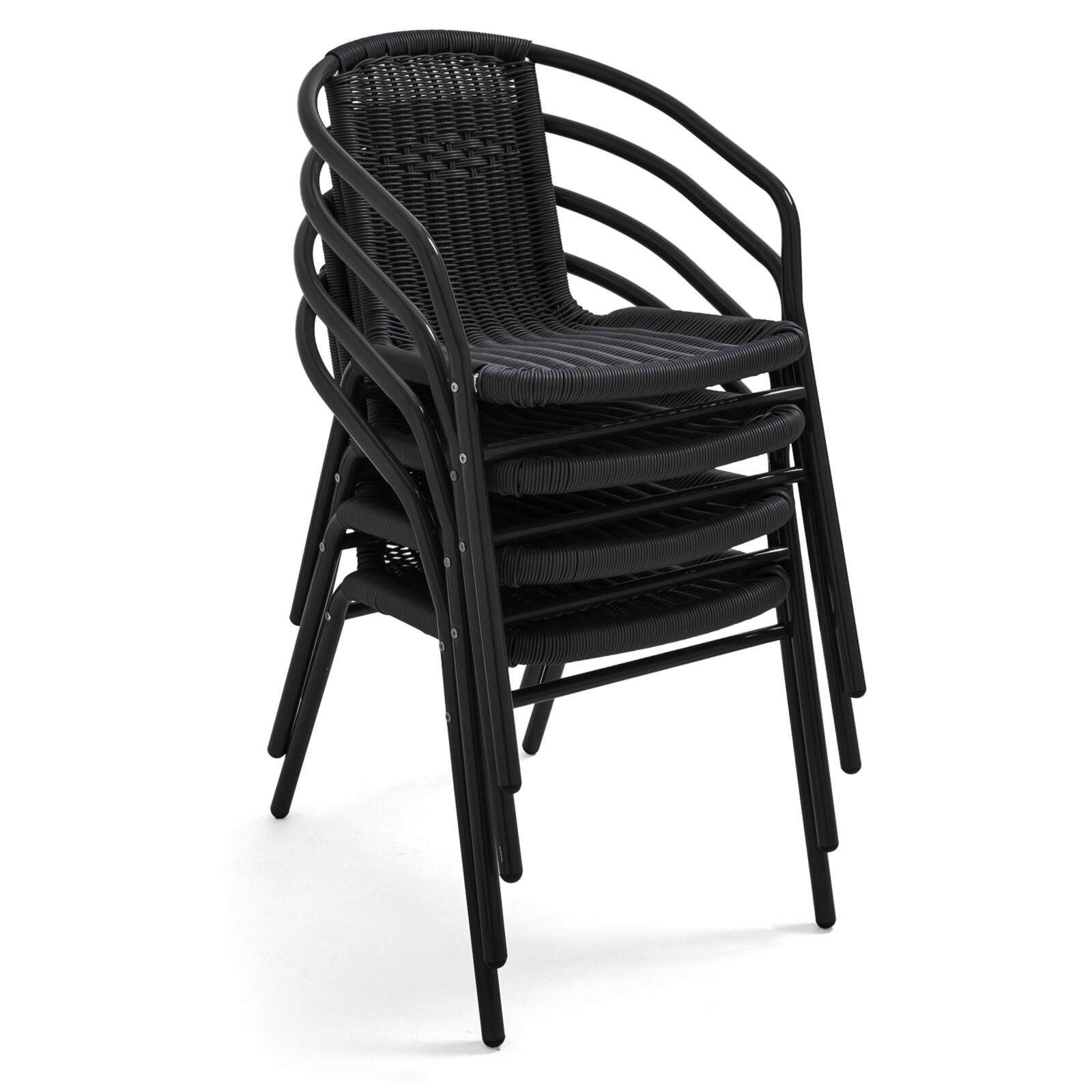 Mesa de jardín cuadrada de 70 x 70 cm y 4 sillas con reposabrazos