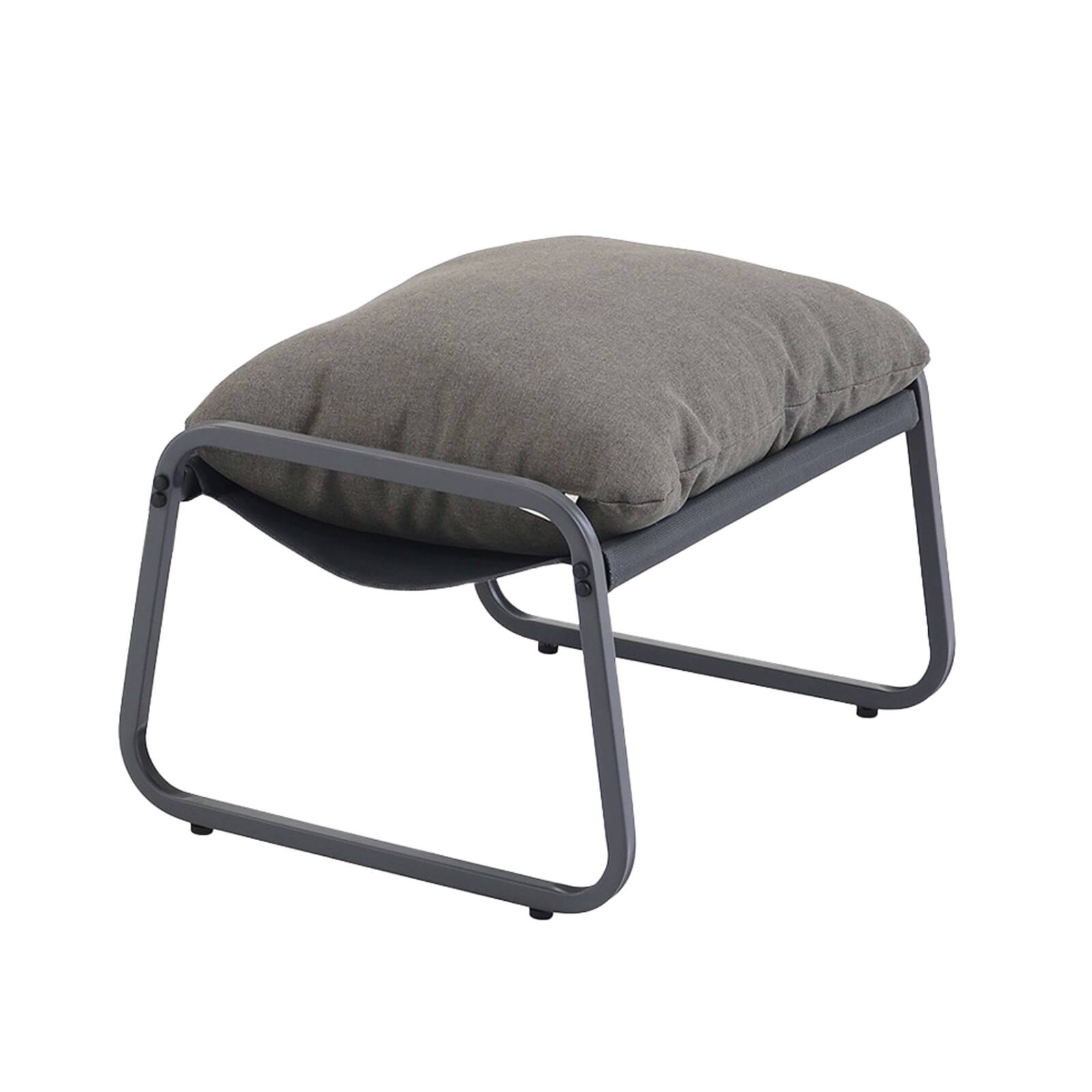 Sillón relax en acero y textileno con reposapiés.