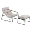 Sillón relax en acero y textileno con reposapiés.