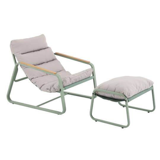 Sillón relax en acero y textileno con reposapiés.