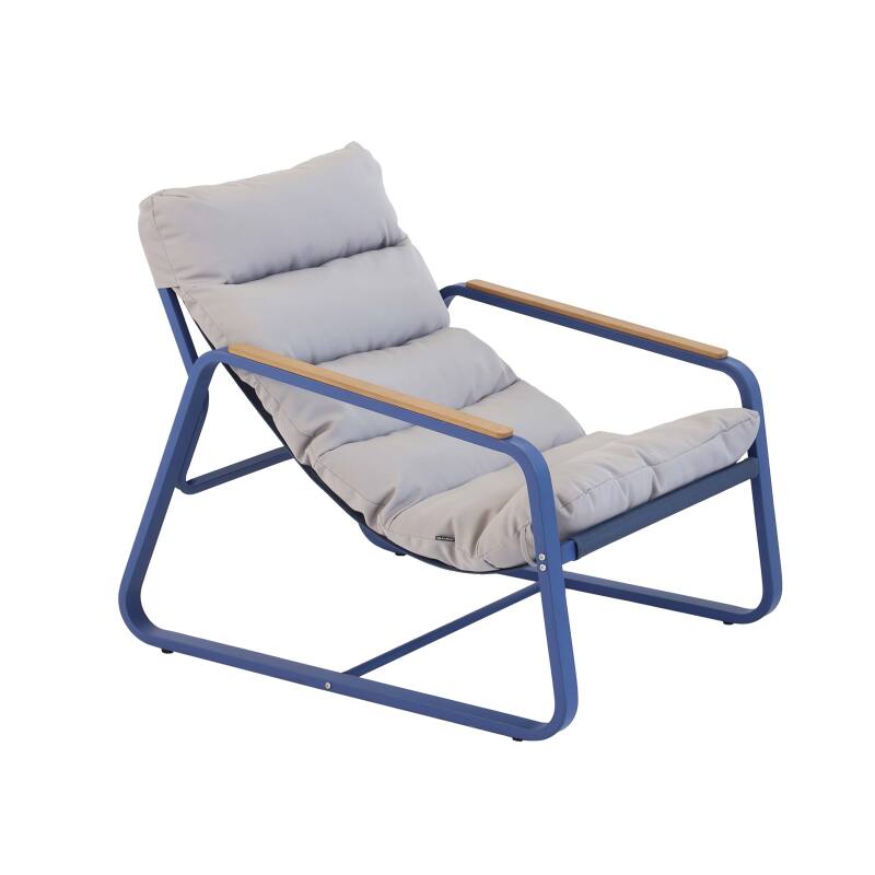 Sillón relax en acero y textileno con reposapiés.