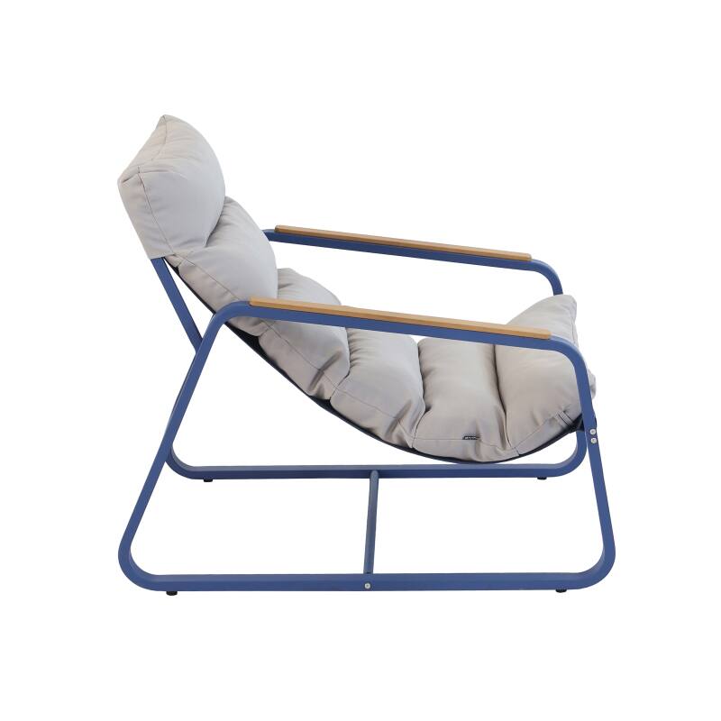 Sillón relax en acero y textileno con reposapiés.