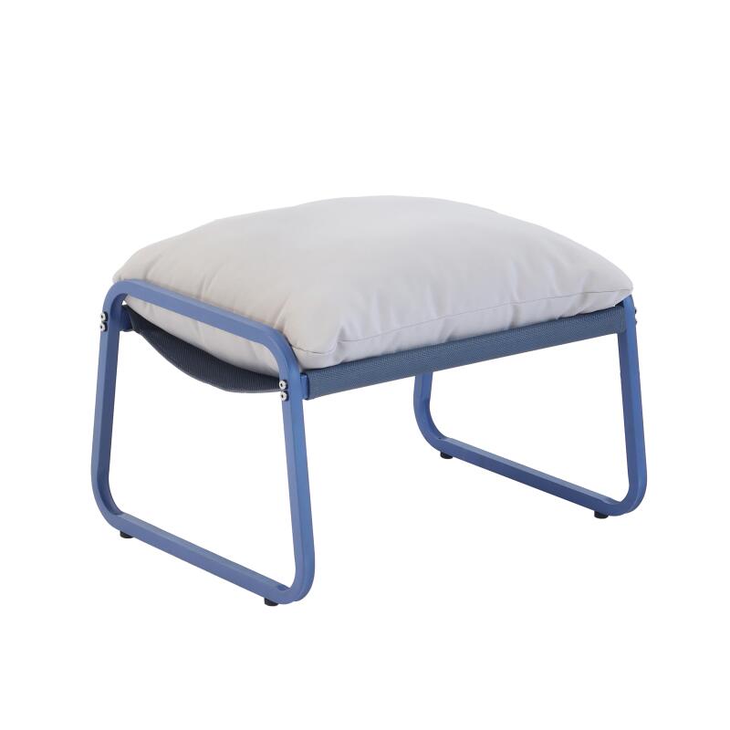 Sillón relax en acero y textileno con reposapiés.