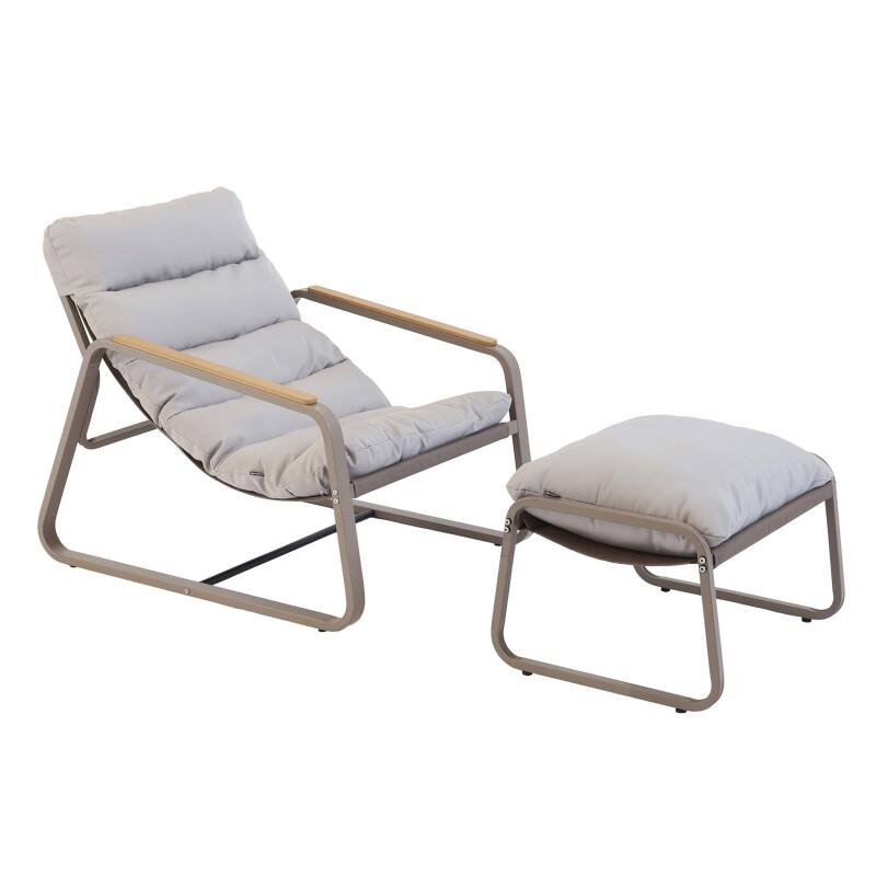 Sillón relax en acero y textileno con reposapiés.