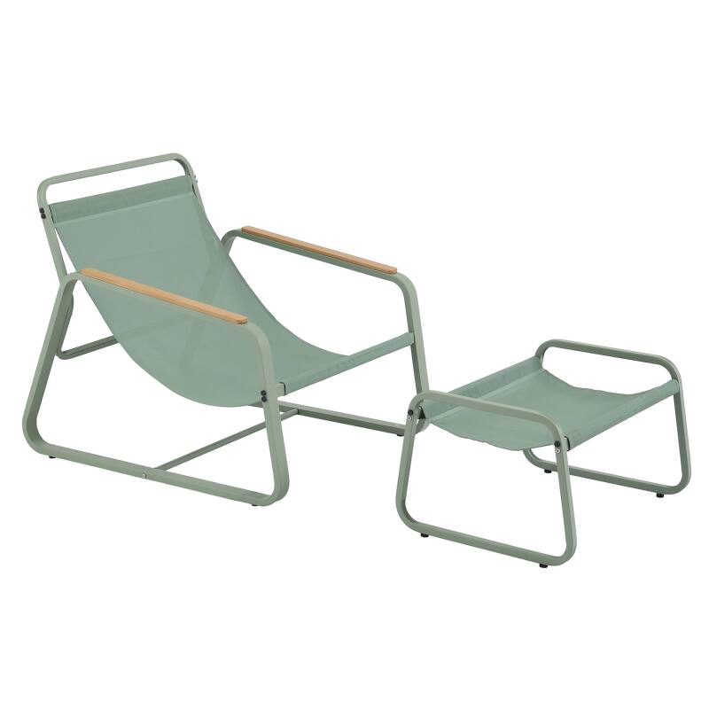 Sillón relax en acero y textileno con reposapiés.