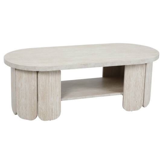Mesa de centro aspecto natural ovalada 110x50 cm | Oviala