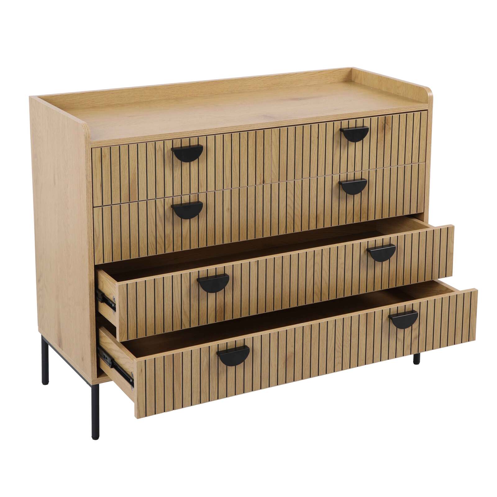 Cómoda con 5 cajones en MDF decoración melamina 100 cm