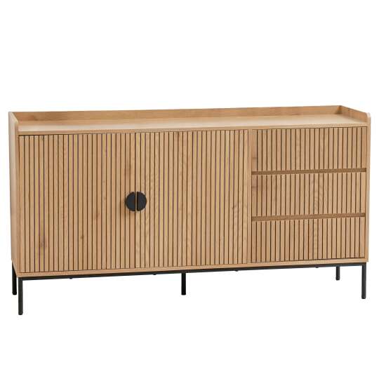 Aparador 2 puertas y 3 cajones en acero y decoración melamina MDF 150 cm