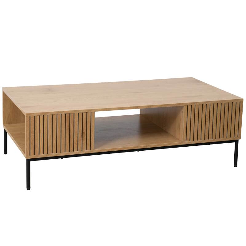 Mesa de centro de acero y MDF con decoración en melamina 150 cm