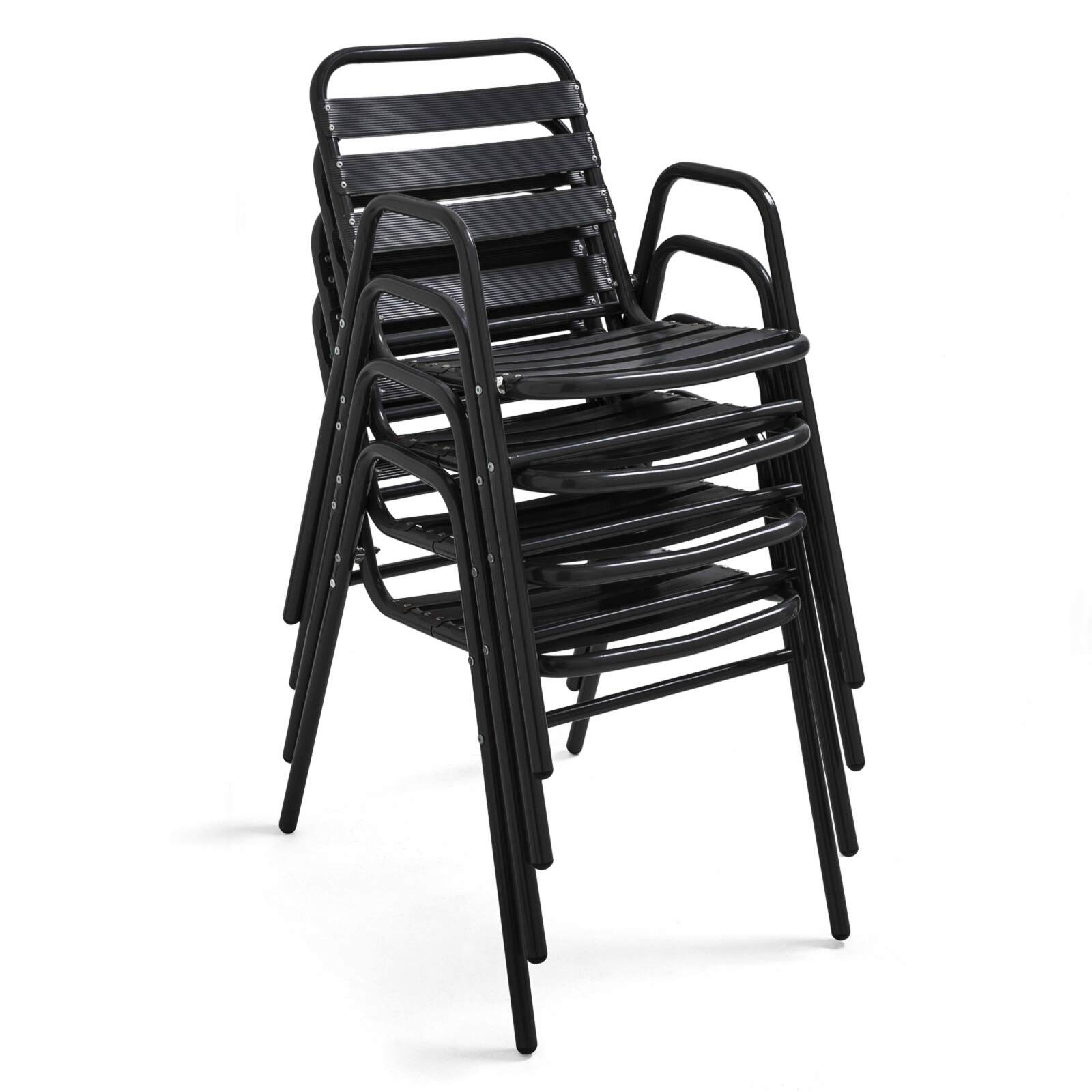 Mesa de terraza cuadrada de madera 70 x 70 cm y 4 sillas de aluminio