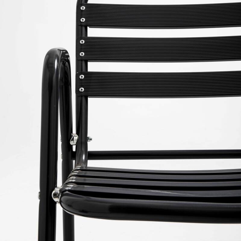 Mesa de terraza cuadrada de madera 70 x 70 cm y 4 sillas de aluminio