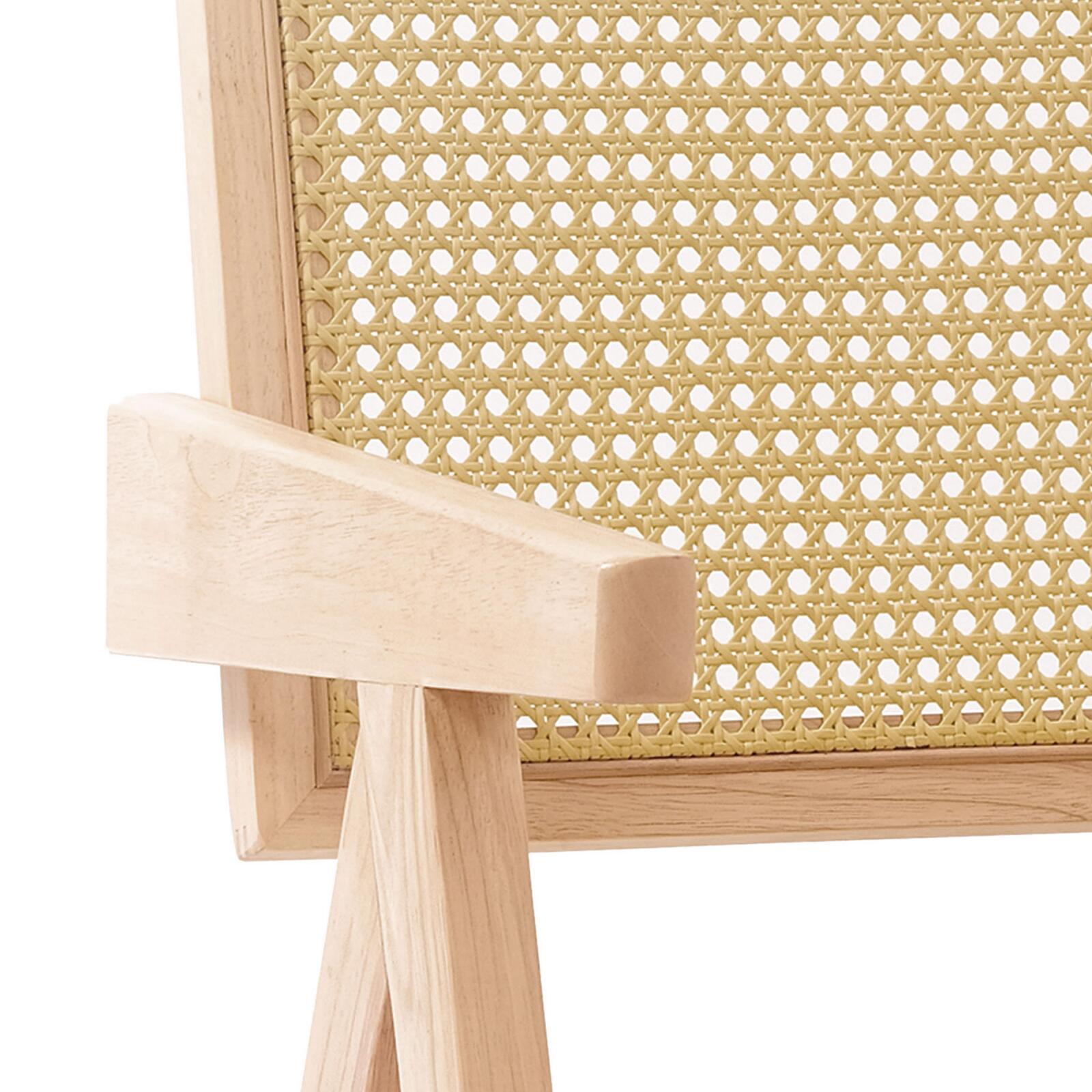 Lote de 2 sillas con reposabrazos de ratán natural y madera maciza FSC® Lote de 2 sillas con reposabrazos de ratán natural y madera maciza FSC®