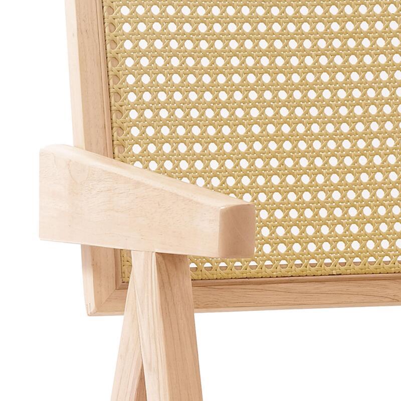 Lote de 2 sillas con reposabrazos de ratán natural y madera maciza FSC® (4/5)