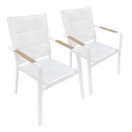 Silla de jardín de aluminio y textilene con reposabrazos - Lote de 2