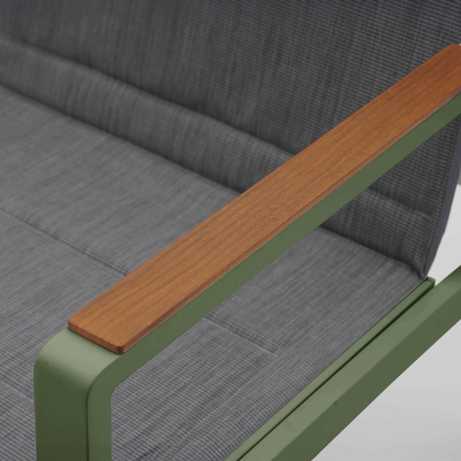 Mueble de jardín de aluminio de 4 plazas con 1 sofá, 2 sillones y mesa de centro