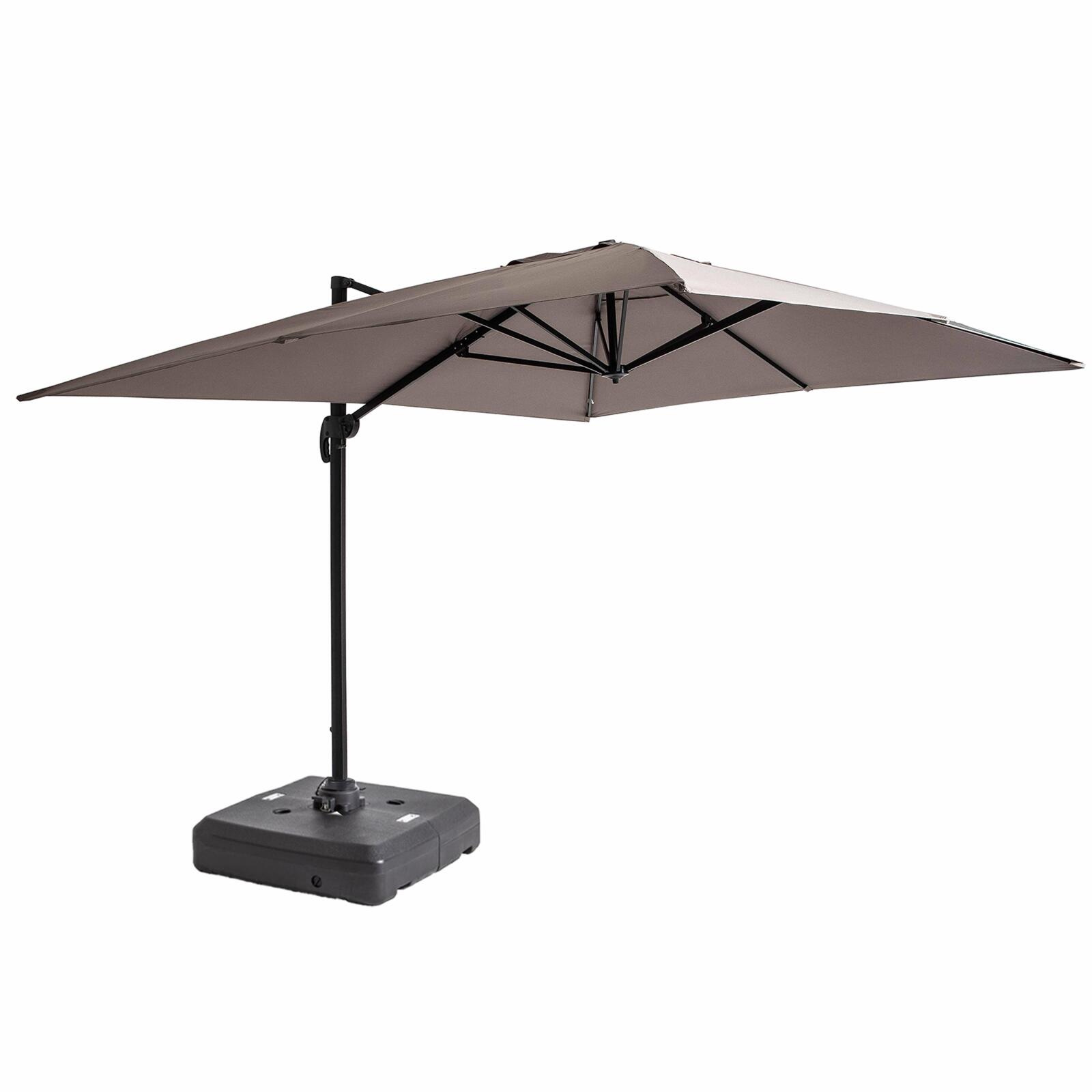 Parasol excéntrico y rotación de 360° de conjunto (4 x 3m) y base con ruedas de 100L para contrapesar