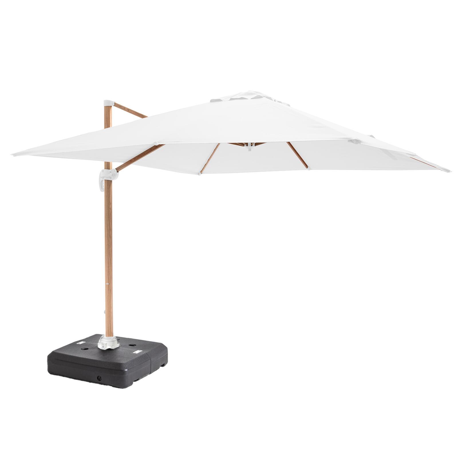 Parasol excéntrico rotación de 360° (3 x 3m) y base con ruedas de 100L para contrapesar