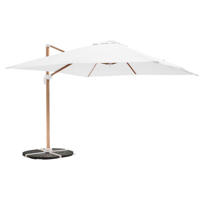 Parasol excéntrico inclinable y rotación de 360° cuadrado (3 x 3 m) y 4 losas lastradas