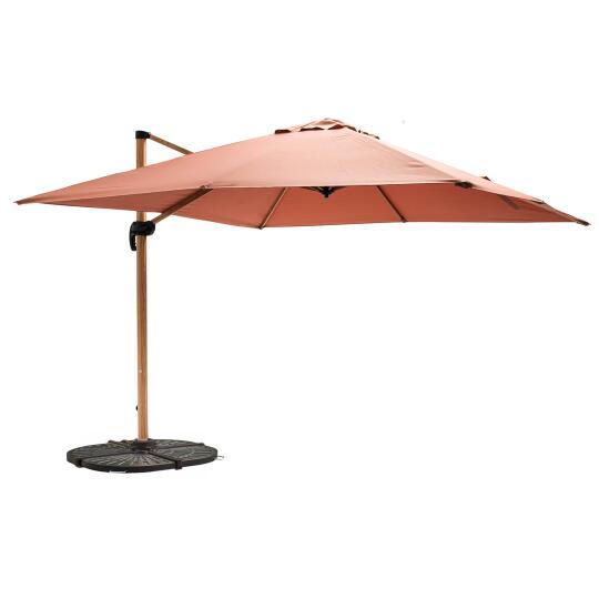 Parasol excéntrico inclinable y rotación de 360° cuadrado (3 x 3 m) y 4 losas lastradas