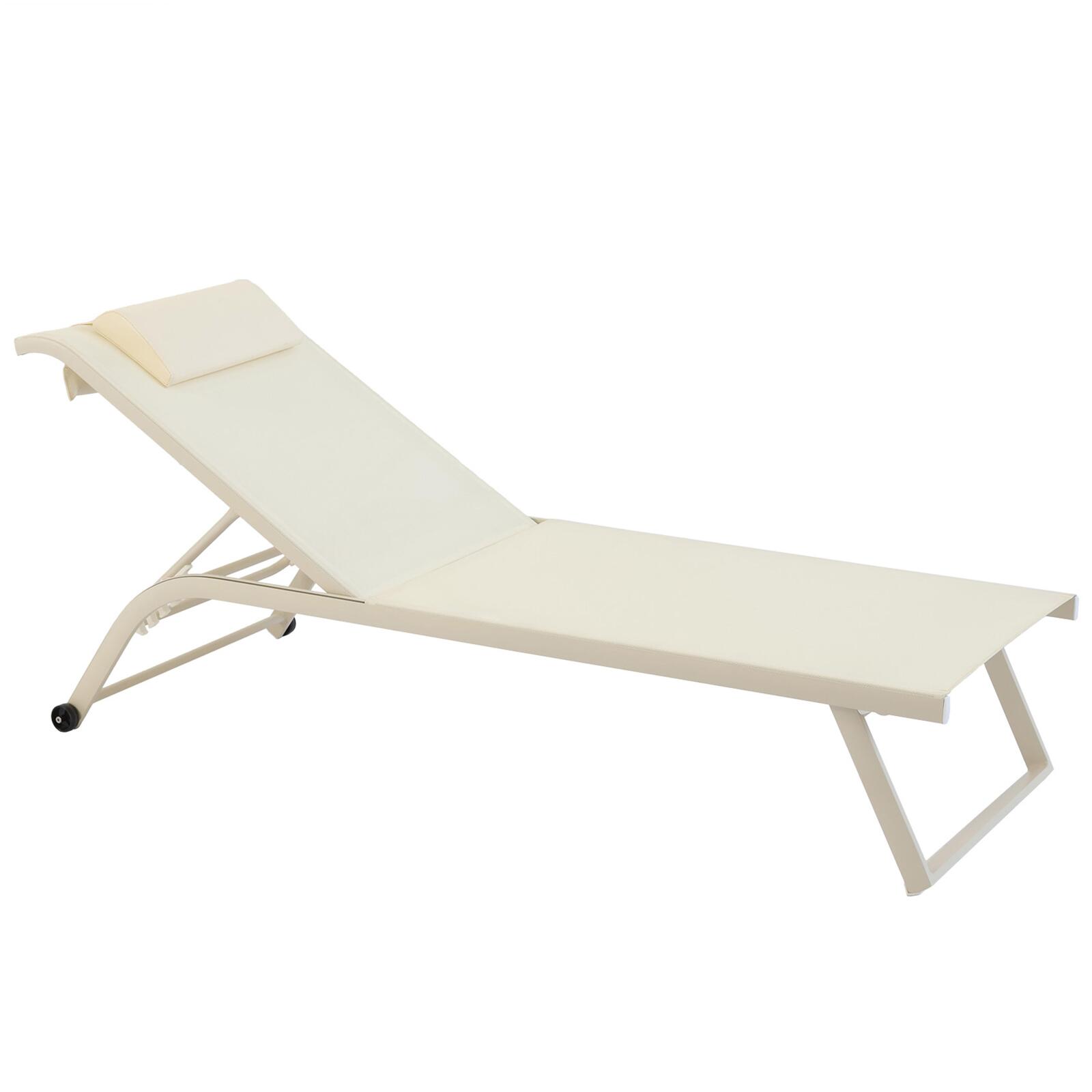 Juego de 2 tumbonas de aluminio con ruedas, reclinables en 4 posiciones