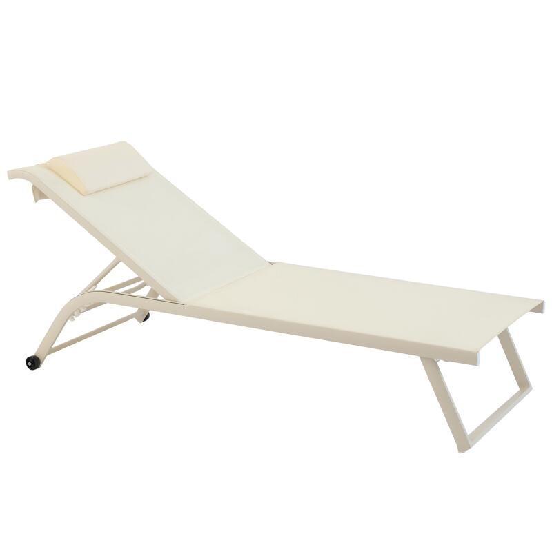 Juego de 2 tumbonas de aluminio con ruedas, reclinables en 4 posiciones