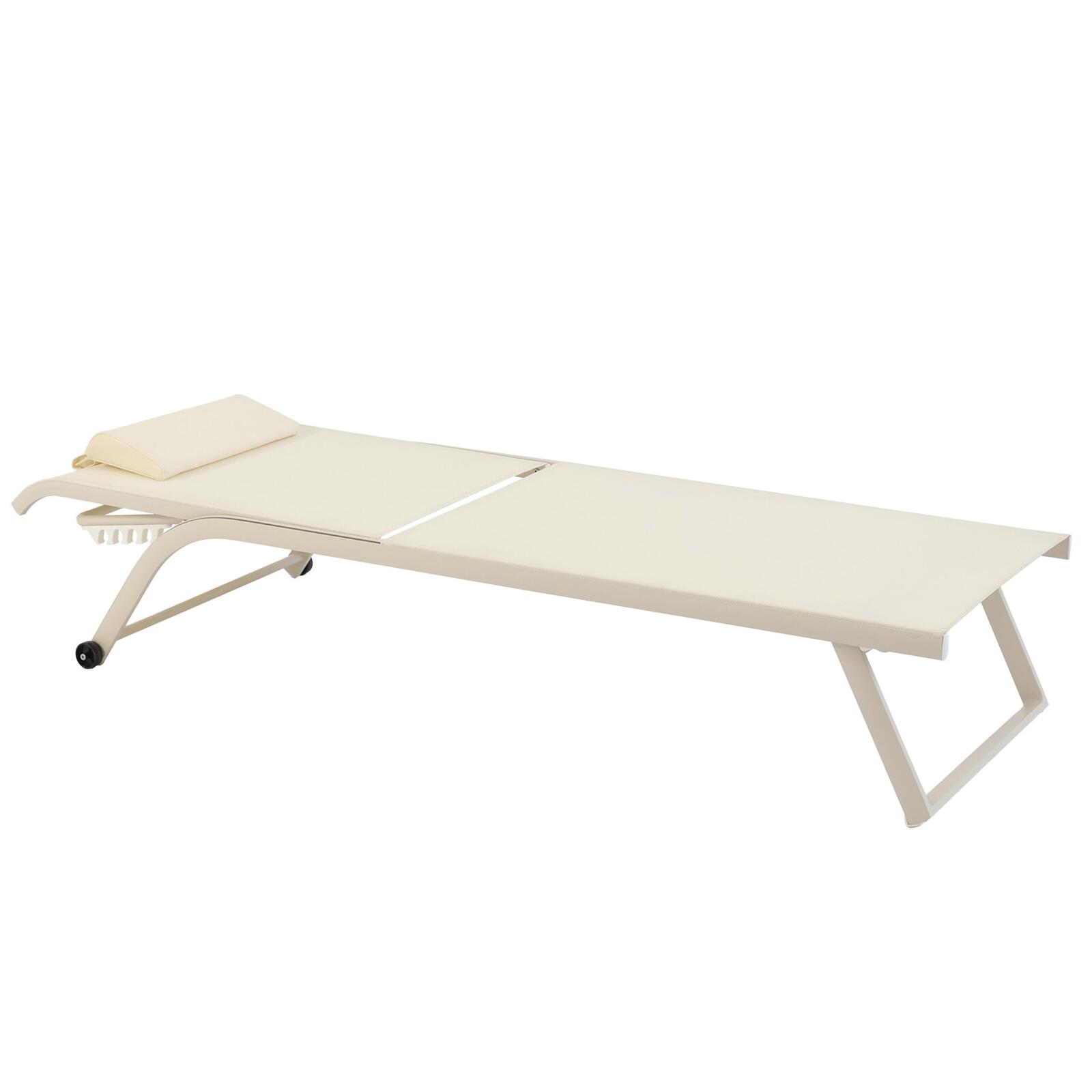 Juego de 2 tumbonas de aluminio con ruedas, reclinables en 4 posiciones