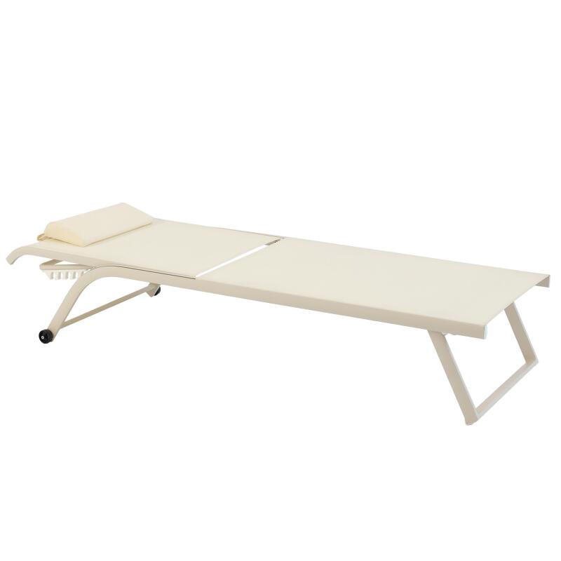 Juego de 2 tumbonas de aluminio con ruedas, reclinables en 4 posiciones