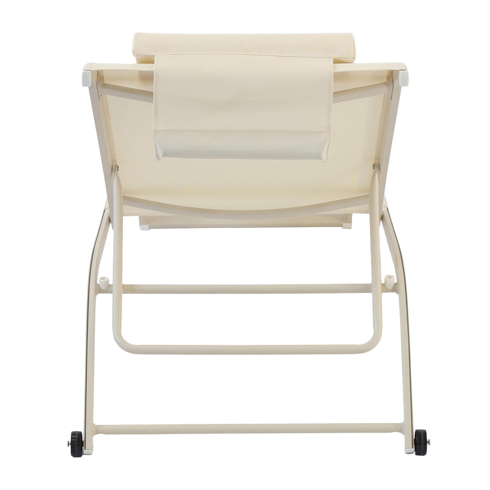 Juego de 2 tumbonas de aluminio con ruedas, reclinables en 4 posiciones