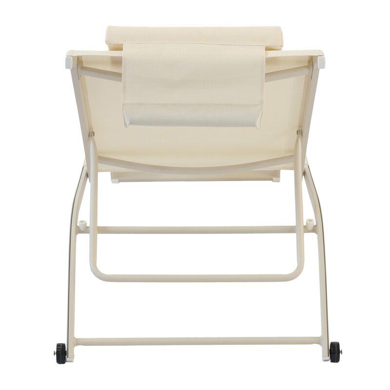 Juego de 2 tumbonas de aluminio con ruedas, reclinables en 4 posiciones