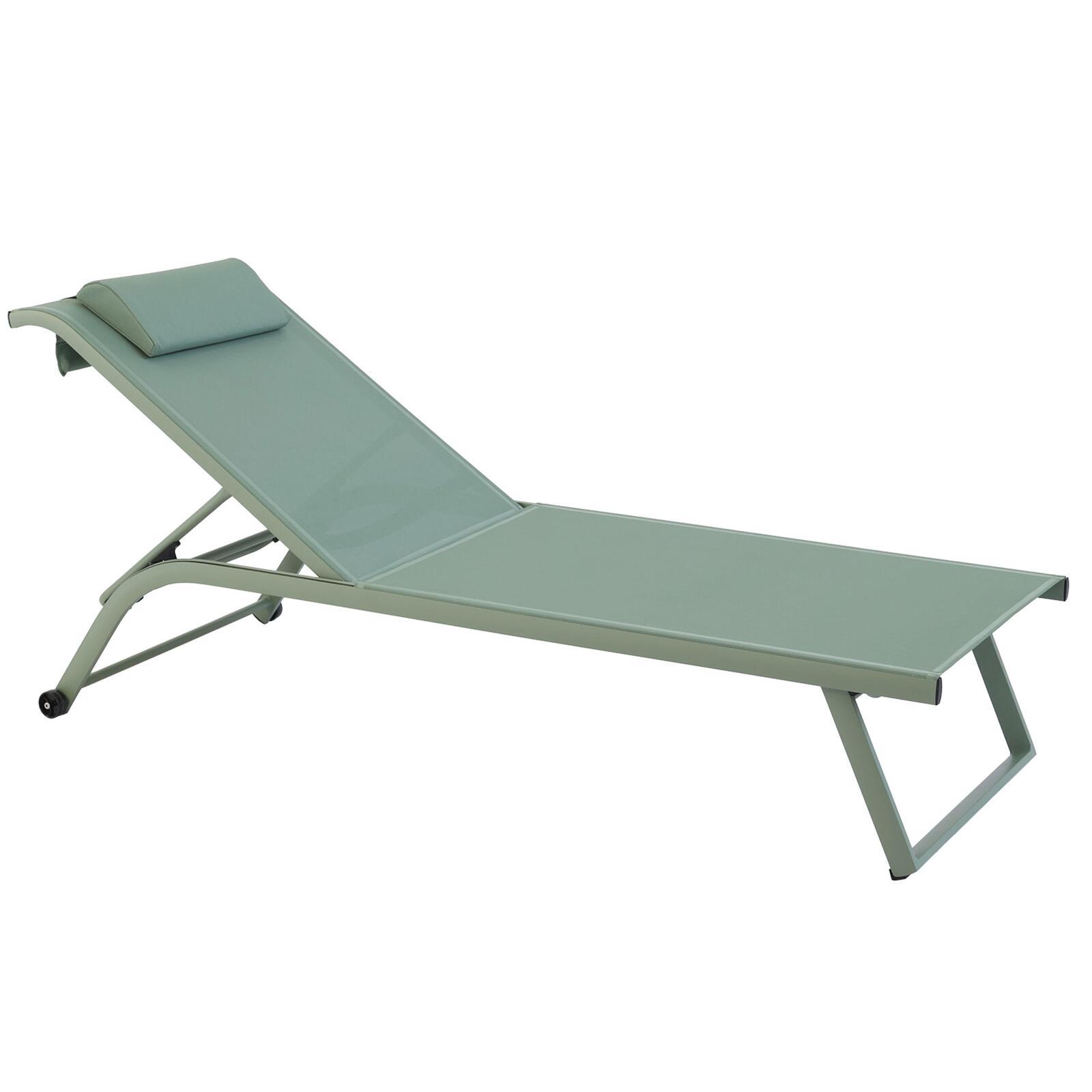 Juego de 2 tumbonas de aluminio con ruedas, reclinables en 4 posiciones