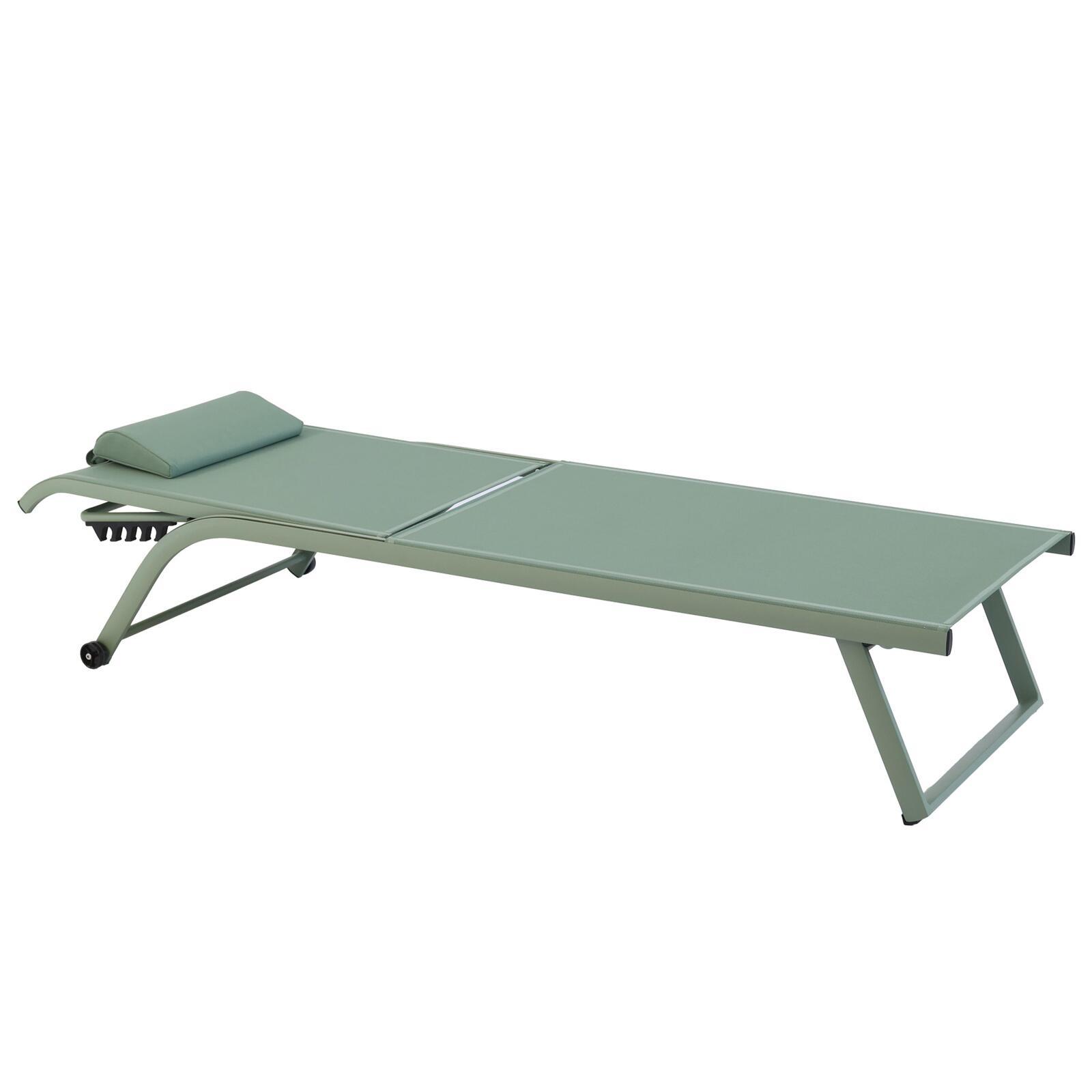 Juego de 2 tumbonas de aluminio con ruedas, reclinables en 4 posiciones