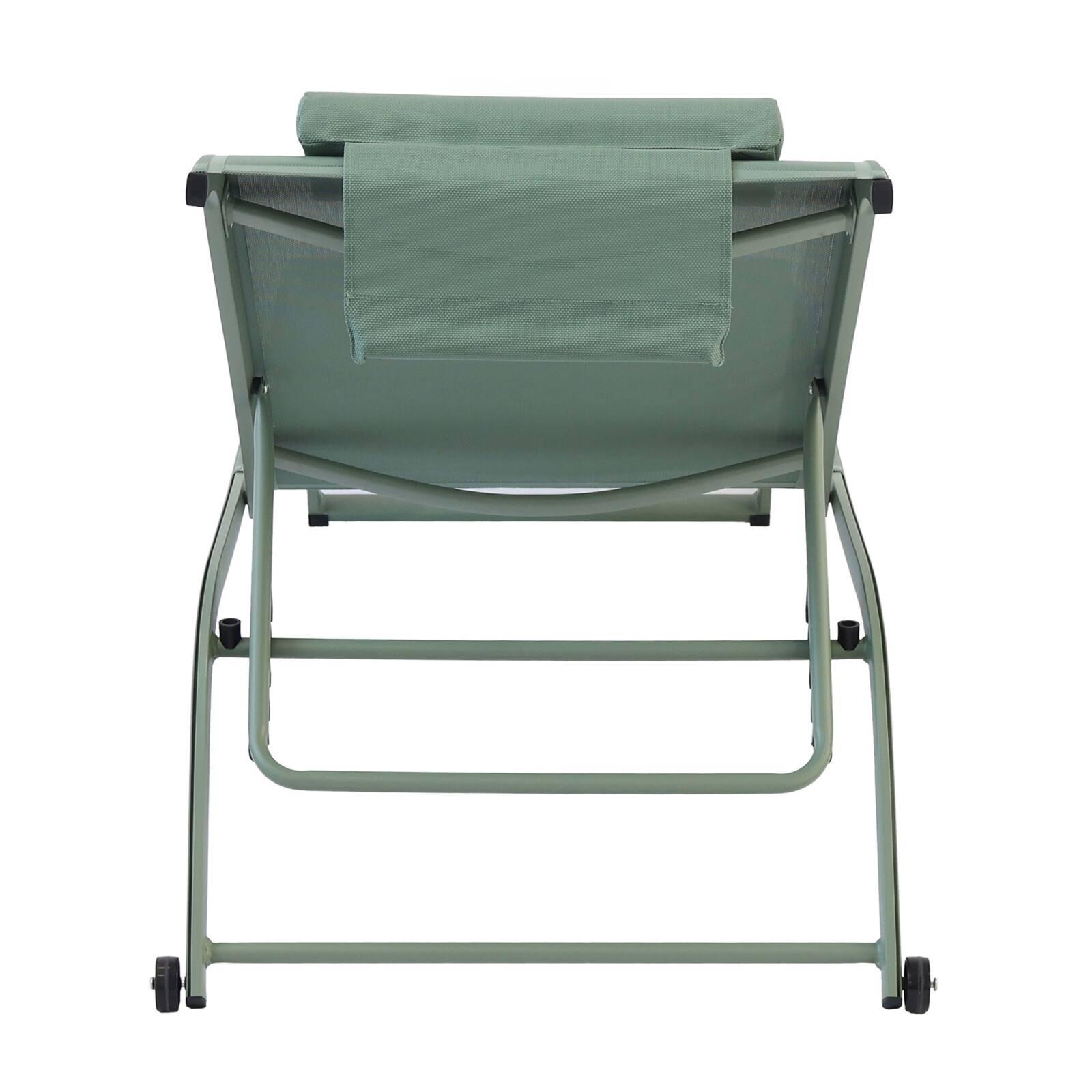 Juego de 2 tumbonas de aluminio con ruedas, reclinables en 4 posiciones