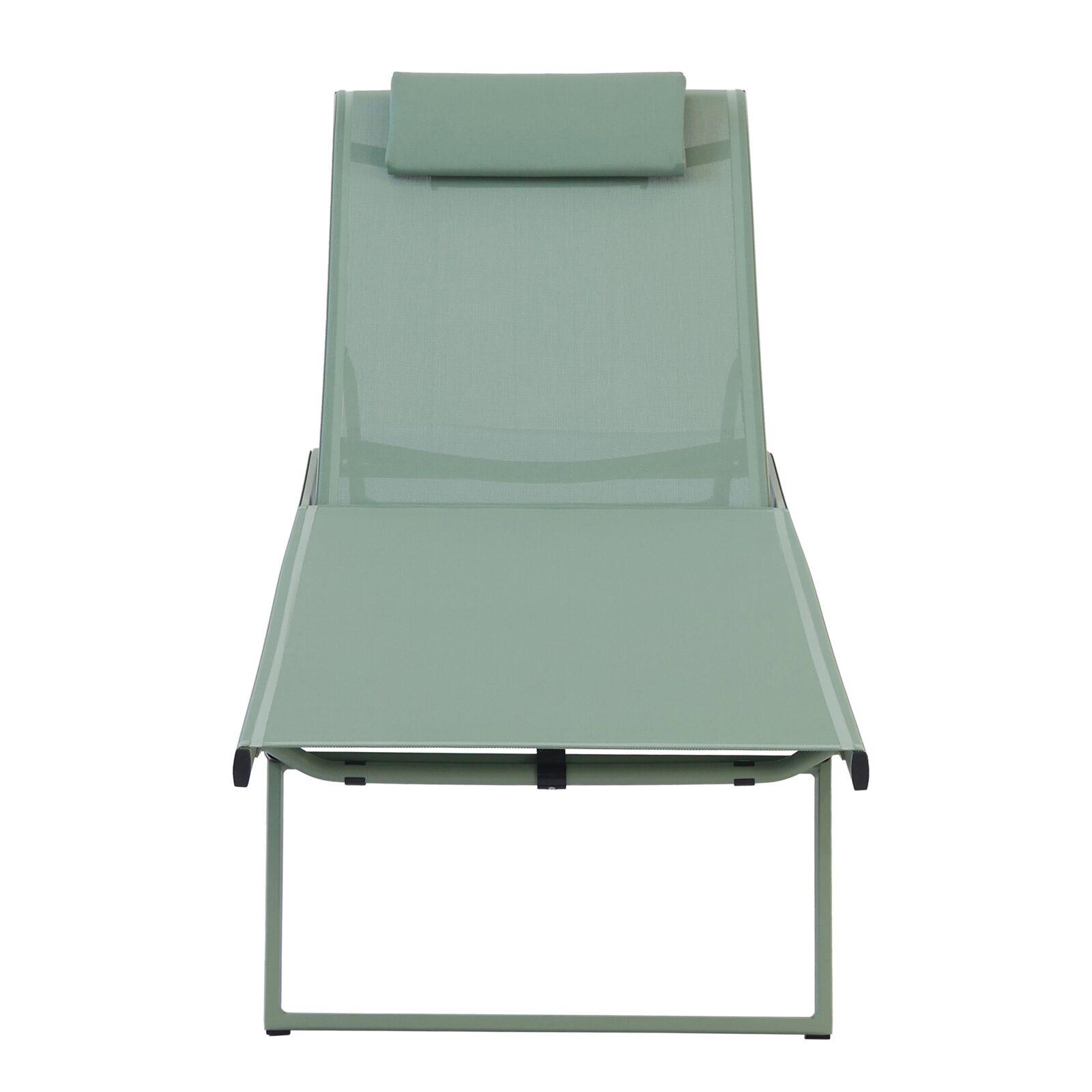 Juego de 2 tumbonas de aluminio con ruedas, reclinables en 4 posiciones